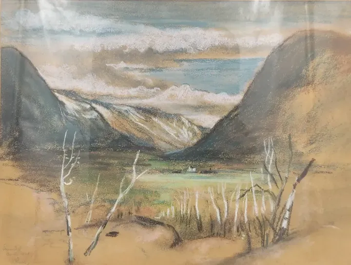 Ölkreide-Bild von bergiger Landschaft von Sohns  - Bild 2