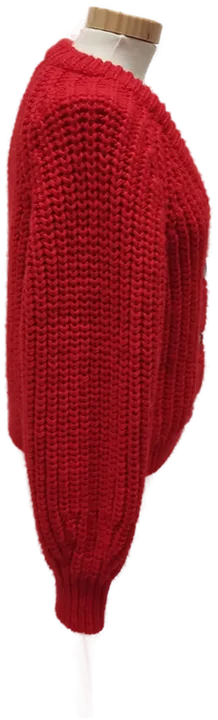Kurze Damen Grobstrickweste mit Knöpfen, Rot, Gr. M - Bild 2