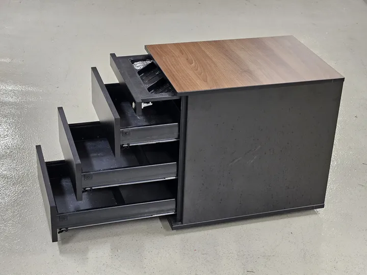 Lorbeer Rollcontainer braun/schwarz - 43,5 x 60 x 56,5 cm - Büromöbel  - Bild 3