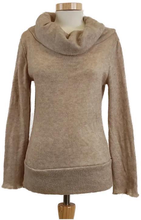 Damen Strickpullover mit weitem Rollkragen, Beige, Gr. 38 - Bild 1