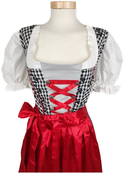 Wiesn Fashion Damen Trachten Kleid, schwarz/rot/weiß - Gr. L  - Bild 2