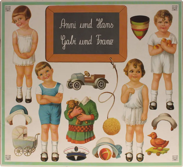 Vintage Ausschneidebogen „Anni und Hans, Gabi und Franz“ – Franz Josef Hübler 1988 – Bastel- & Sammelmotiv - Bild 1