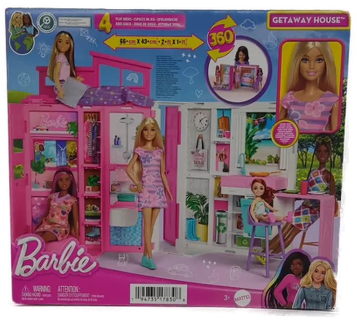 Barbie-Ferien-Puppenhaus Mit Barbie-Puppe, 4 Spielbereichen Und 11 Deko-Zubehörteilen von Mattel - Bild 1