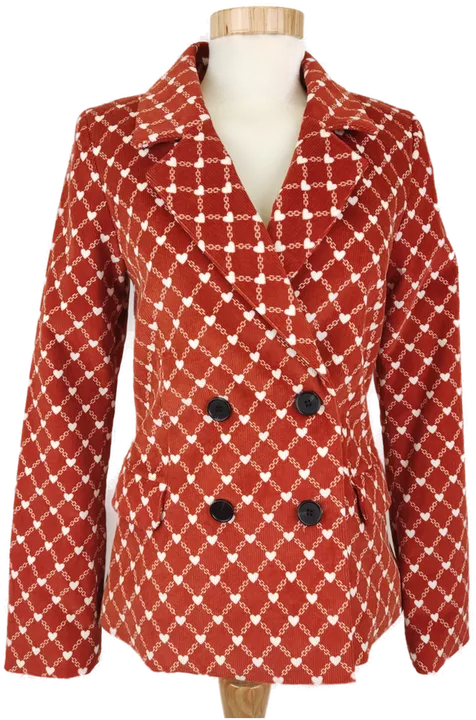 Damen Cord Blazer mit Herz-Muster, Seitentaschen, Terracotta, Gr. XS - Bild 1