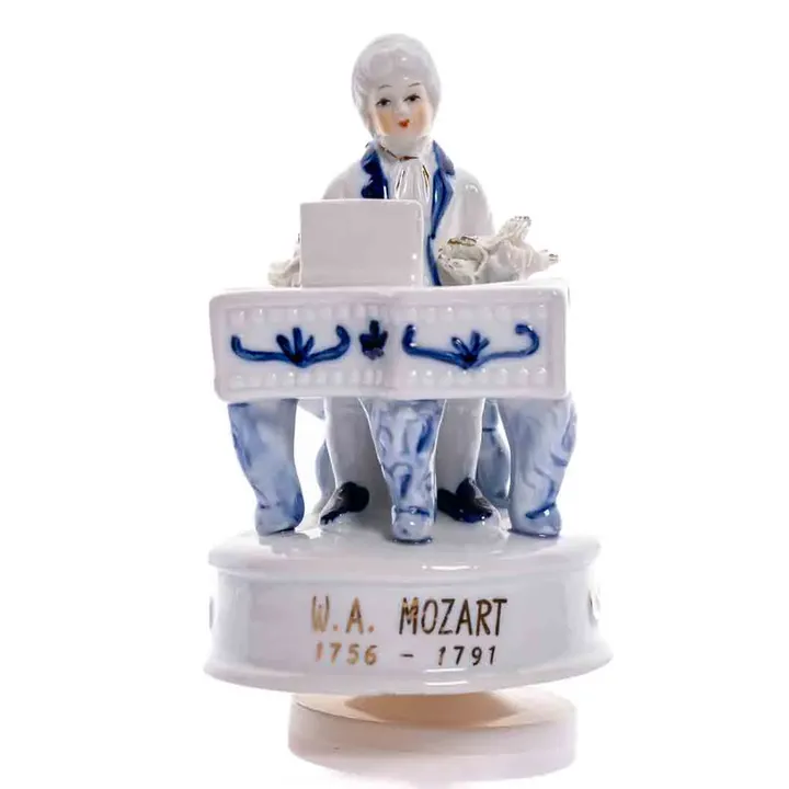 Porzellan/Keramik Spieluhr/Figur Mozart spielt Mozart 