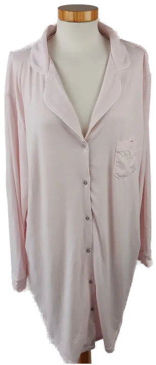 Langarm Schlafshirt rosa im Pyjamastil - Gr. XL - Bild 1