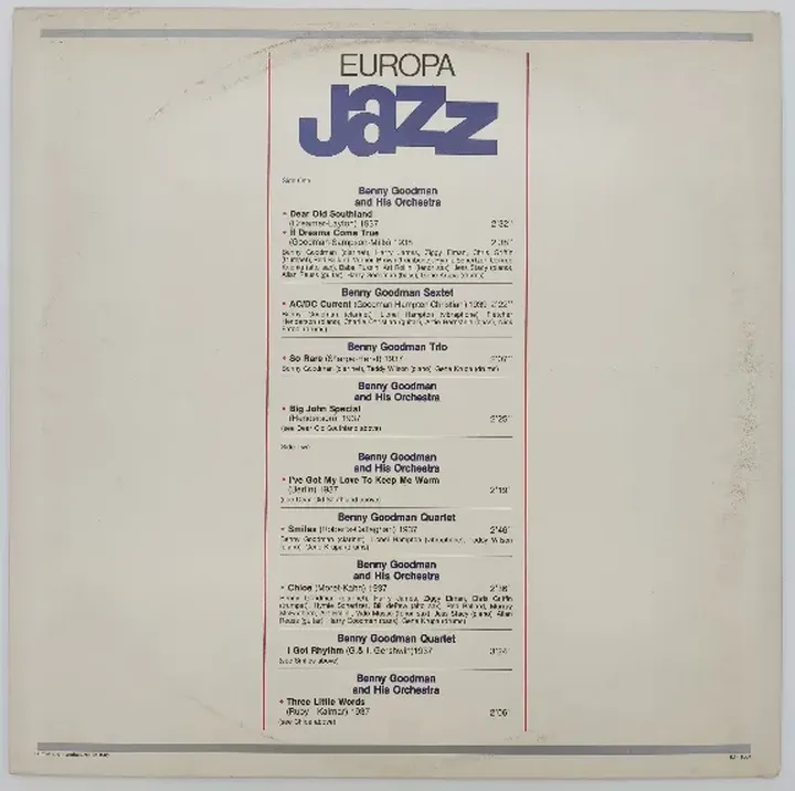 Vinyl LP - Europa Jazz - Goodman, Hampton, Wilson, Krupa, Christian - Bild 2