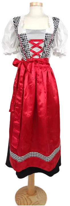 Wiesn Fashion Damen Trachten Kleid, schwarz/rot/weiß - Gr. L  - Bild 1