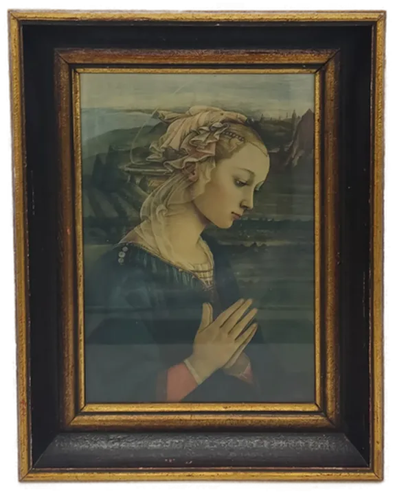 Gemälde mit vergoldetem Holzrahmen mit Madonna nach Filippo Lippi - Bild 1