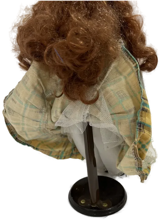 Sammelpuppe mit Puppenständer 40 cm kariertes Kleid - Bild 3