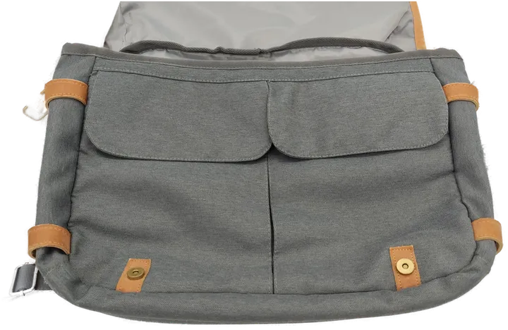 New York Laptop-Tasche grau mit hellbraunen Leder-Laschen - Bild 3