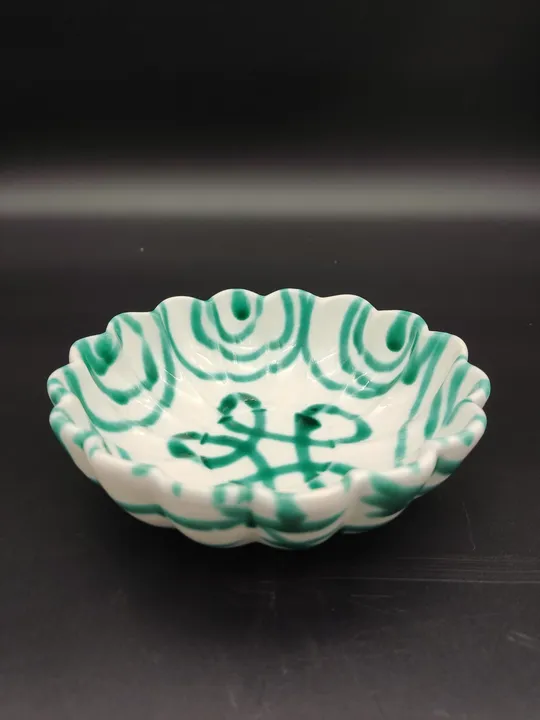 Kleine Gmundner Keramik Schale grüngeflammt Barock  - Bild 1