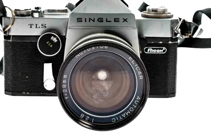 Ricoh Singlex TLS | SLR analoge Kamera | Elicar 28mm f:2.8 - Bild 8