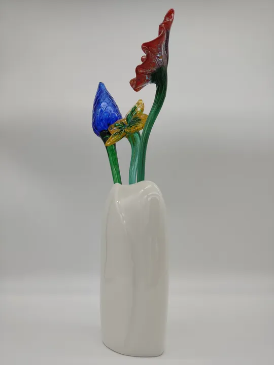 Dekorative Vase mit Muranoglas Blumen  - Bild 3