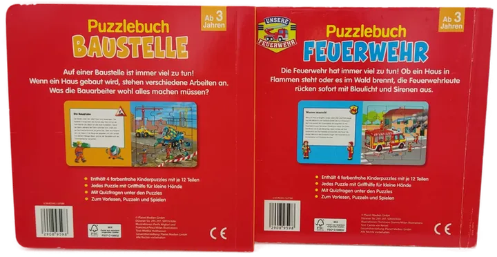  Puzzlebücher 2 Stück Feuerwehr und Baustelle - Bild 2