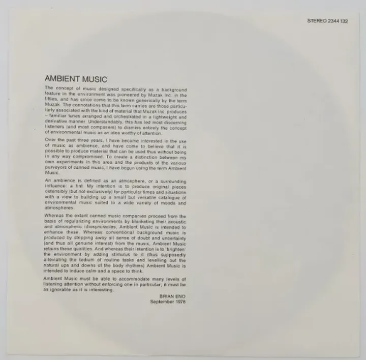 Vinyl LP - Brian Eno - Ambient 1 - Bild 4