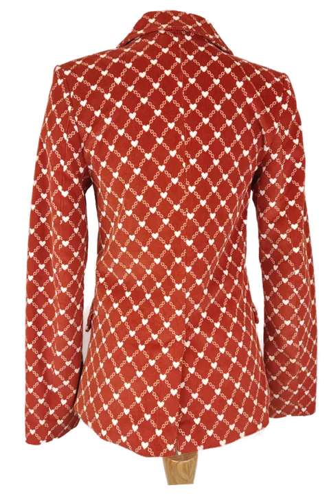 Damen Cord Blazer mit Herz-Muster, Seitentaschen, Terracotta, Gr. XS - Bild 2