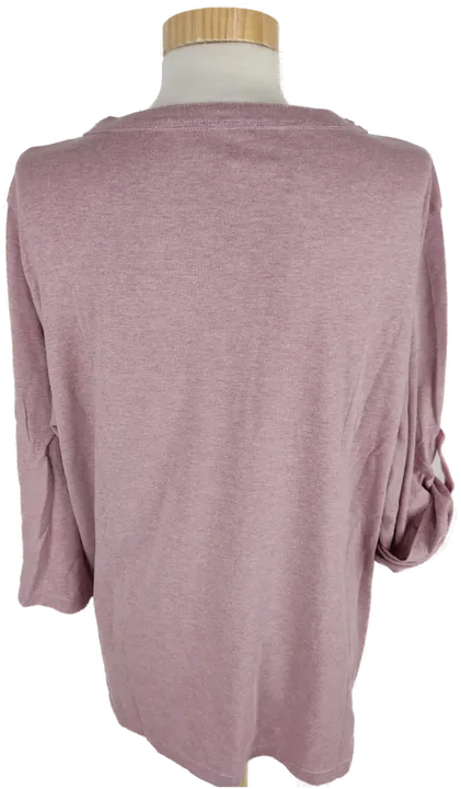 T-Shirt, dreiviertelarm mit Rundhalsausschnitt und Zipp, altrosa meliert, Größe 48 - Bild 7