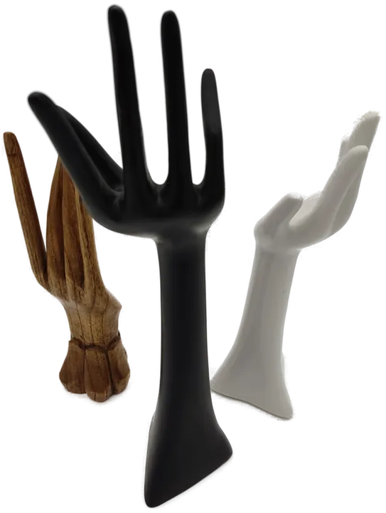 Hand-Finger Skulpturen Set in Weiß, Schwarz und Braun, Hochwertige Materialien - Bild 2