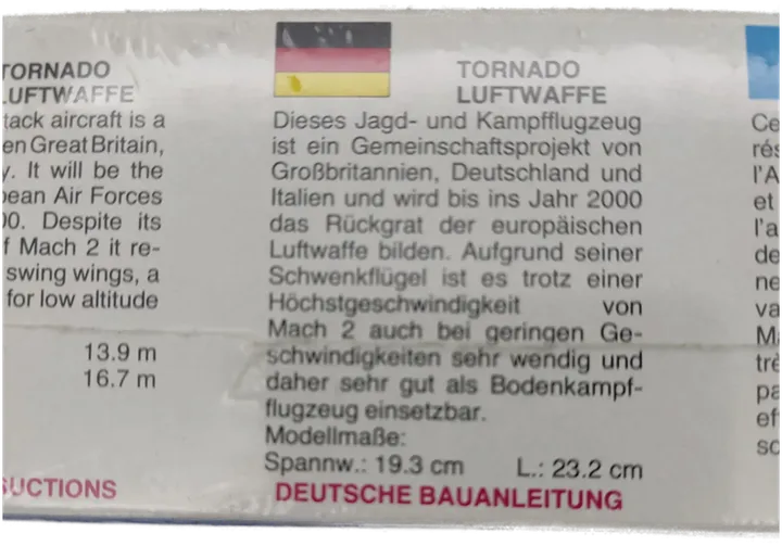 Italieri Tornado Luftwaffebausatz 1:72 No 164 (1988) - Bild 3