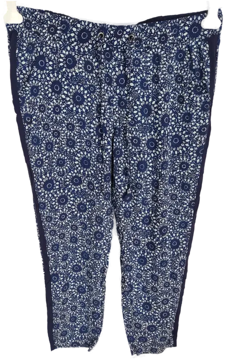 Hose, lang mit Gummizugbund, blau/weiß gemustert, Größe XL - Bild 1