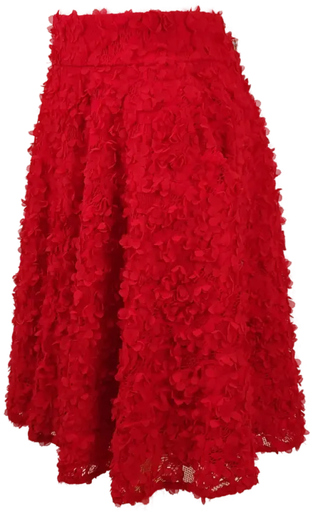 ORSAY Damen Tellerrock mit Blümchenspitze, Reißverschluss und Seitentaschen, Rot, Gr. 40 - Bild 3