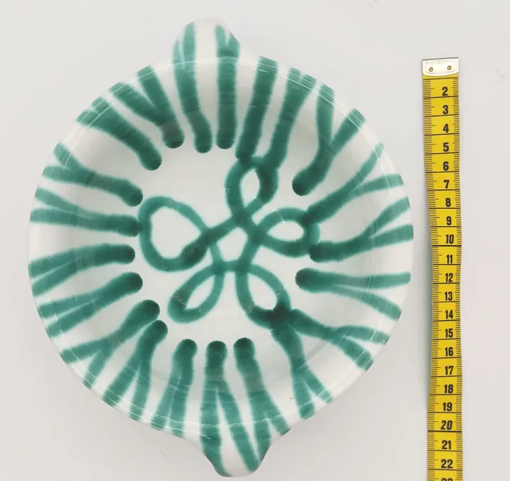 Gmundner Keramik Schüssel mit Henkel grün/ weiß  - Bild 5