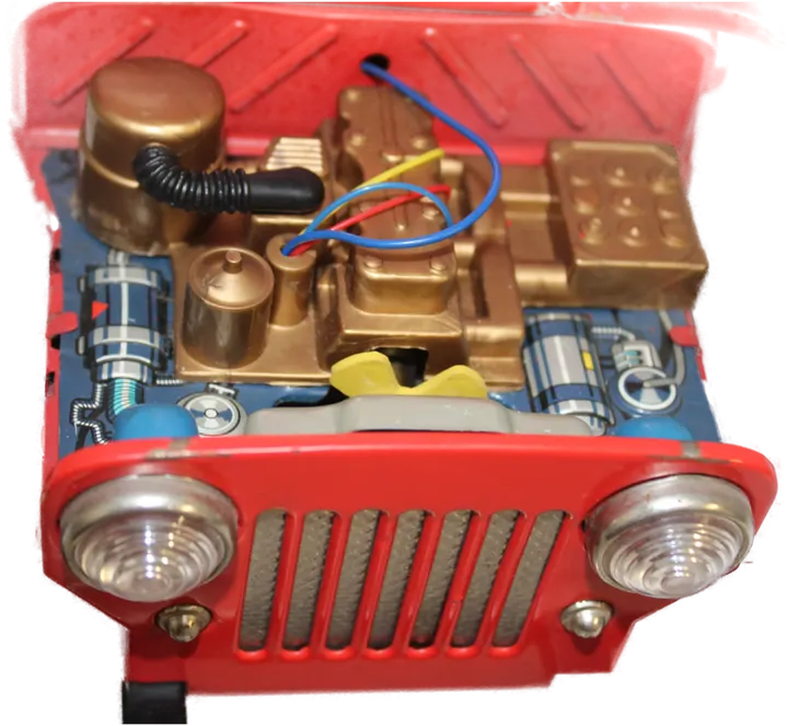 Vintage 60er Blechspielzeug Jeep FIRE DEPT No.5 von TN Nomura Japan – 35 cm Feuerwehrfahrzeug mit Figuren & Funktion - Bild 4