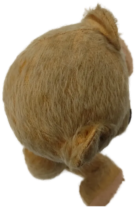 Alter Teddybär hellbraun mit roter Schleif hart gestopft im stehen 44 cm  - Bild 4
