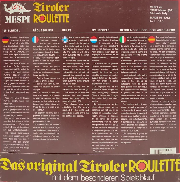 Vintage L'originale Tiroler Roulette - Gesellschaftsspiel - Mespi  - Bild 2