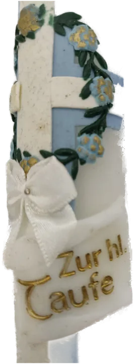 Taufkerze weiß/hellblau im Karton - Bild 3