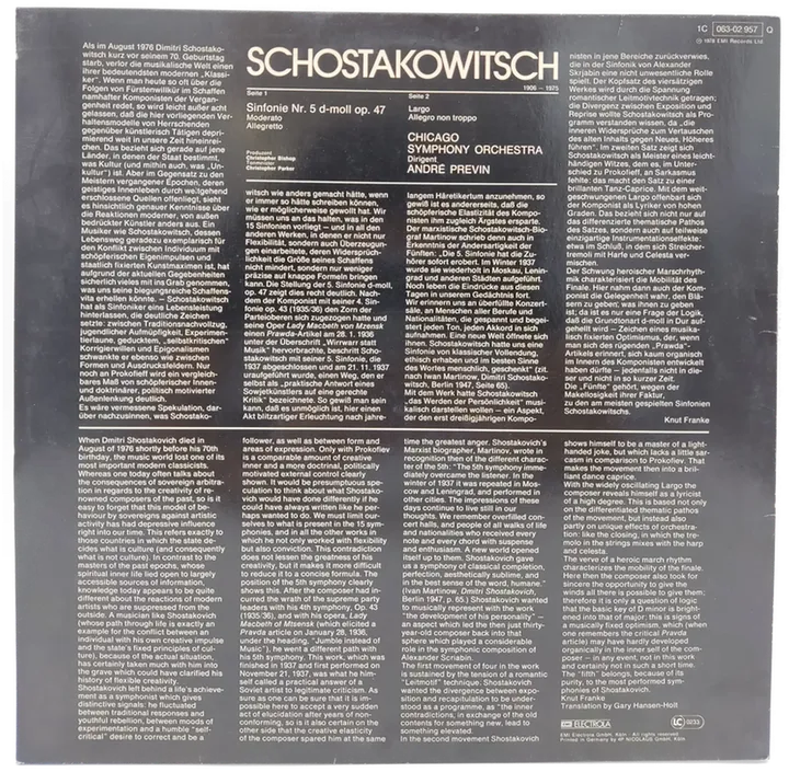Vinyl LP - Schostakowitsch - Sinfonie Nr. 5 - Bild 2