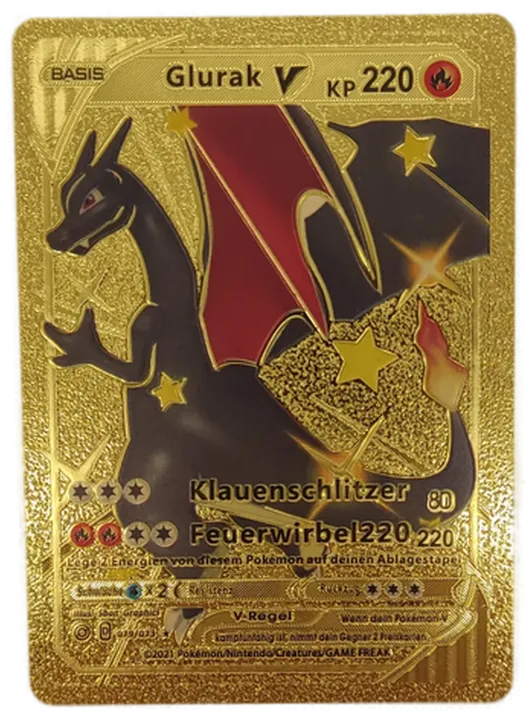 Pokémon Sammelkarte Goldfolie Basis Glurak V - Bild 1