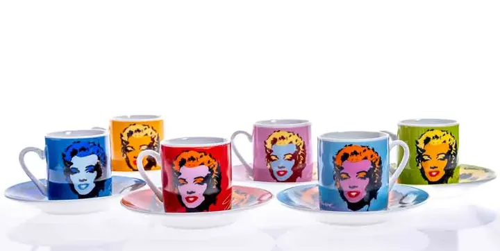 Marilyn Monroe Pop Art Set Espresso-Tassen mit Untertassen - jeweils 6 Stück - Bild 1