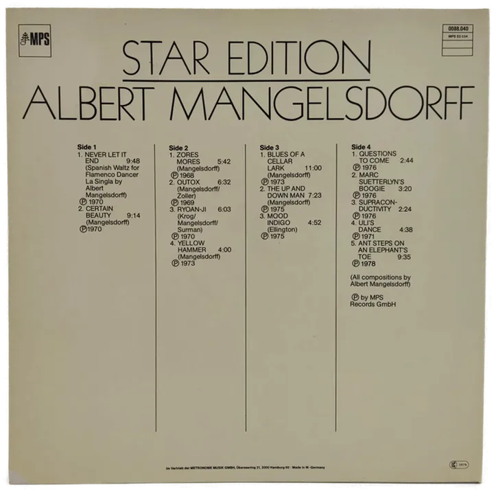 Albert Mangelsdorff – Star Edition Vinyl, LP - Bild 2