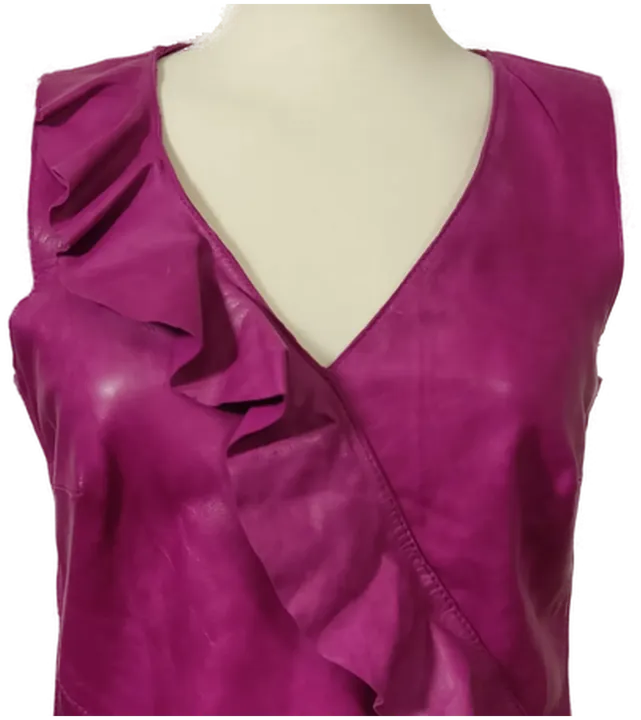 Cigno Nero Damen Zweiteiler Kleid mit Jacke aus Leder in pink Gr.36 - Bild 3