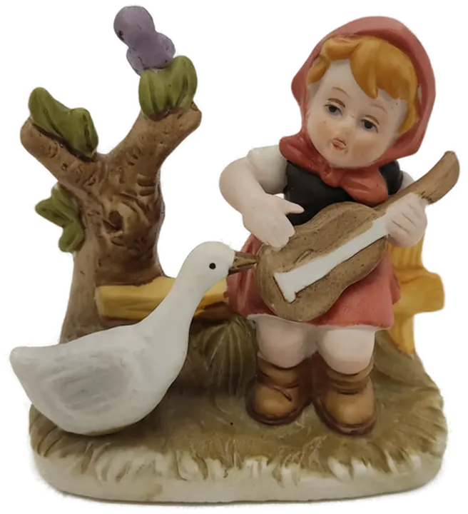 Figuren Mädchen mit Gitarre und Gans im Stil einer Hummel Figur Porzellan/Keramik  - Bild 1