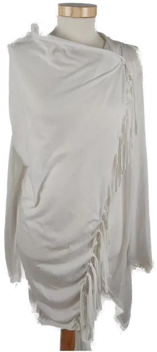 Weißes Damen Langarm Shirt mit Fransen, Gr. S - Bild 1