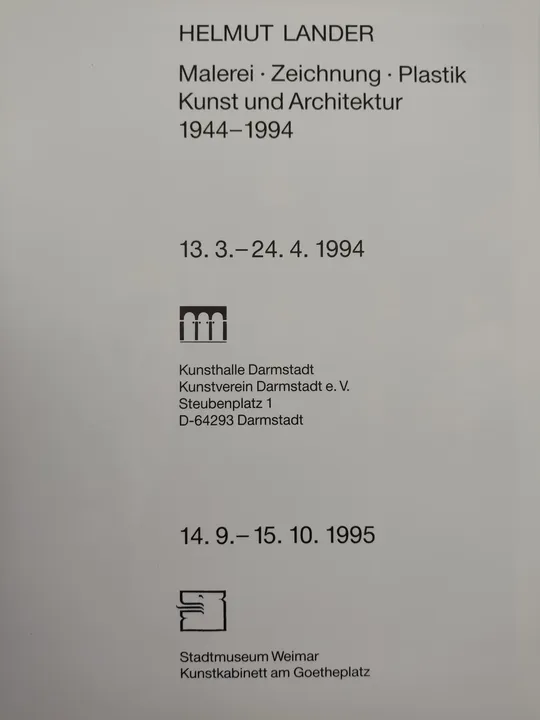 Helmut Lander. Malerei. Zeichnung. Plastik. Kunst und Architektur 1944-1994 - Bild 2