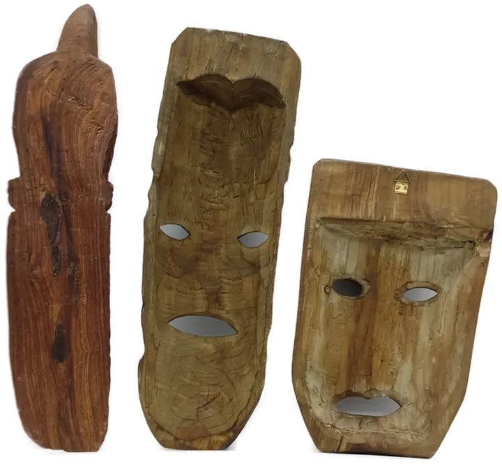 Afrikanische Holzmasken geschnitzt 3 Stück - Bild 2