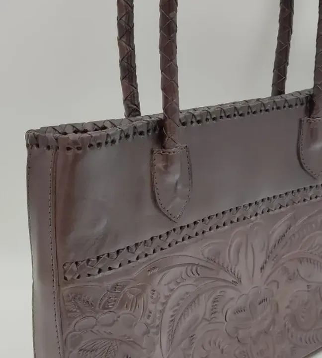 Damen Handtasche aus Leder mit diversen Mustern dunkelrot/braun  - Bild 2