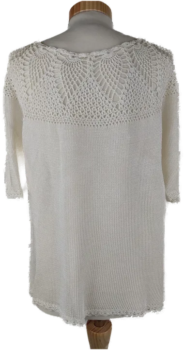 Pullover kurzam mit Rundhalsausschnitt, gestrickt, weißes Garn, Größe 40/42 (geschätzt) - Bild 3