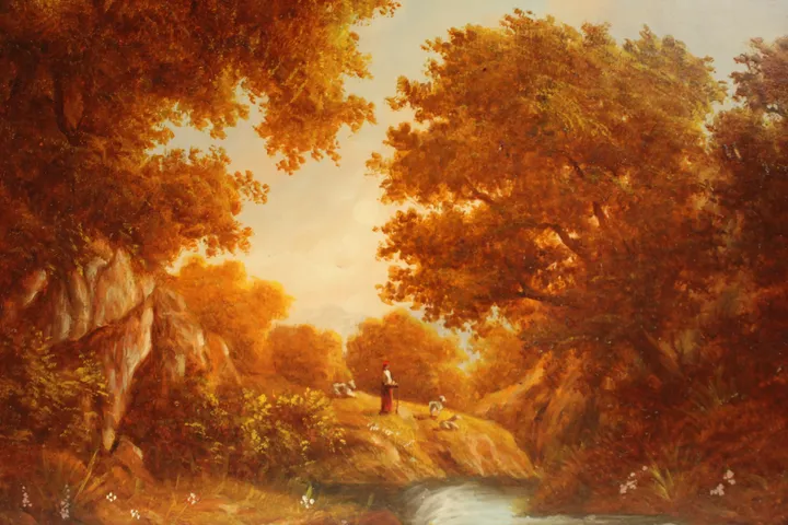 Gemälde – Schäferin in herbstlicher Landschaft - Bild 2
