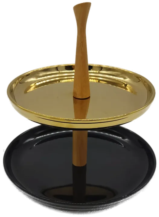 Etagere 2-Stöckig aus Metall, Schwarz/Gold - Bild 1