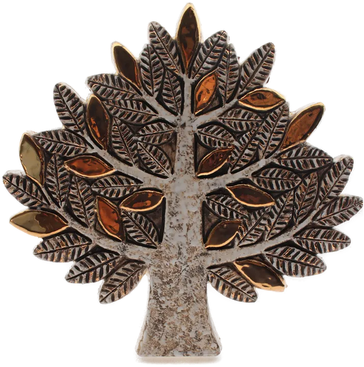 Keramikbaum „Hallstatt“ – Dekoobjekt mit bronzefarbenen Blättern & Wandmontage - Bild 1