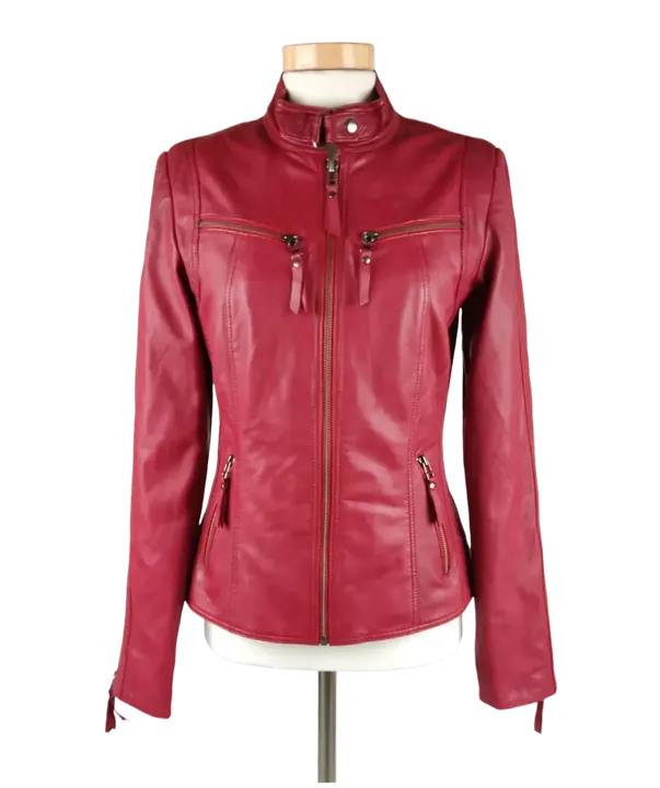 BTFCPH Damen Lederjacke, weinrot - Gr. S - Bild 1