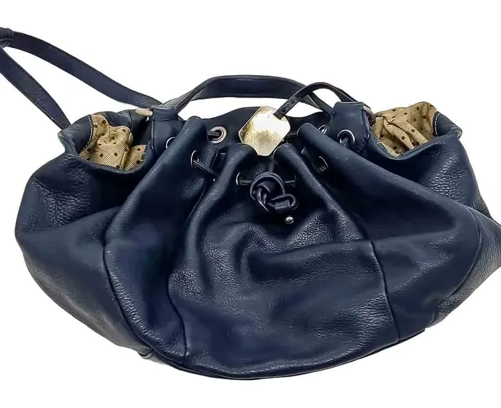 Furla Beutel / Ledertasche in blau mit Umhängeriemen - Bild 2