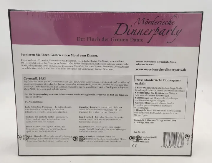 Blaubart Verlag - Mörderische Dinnerparty: Fluch der grünen Dame - Gesellschaftsspiel - Bild 2