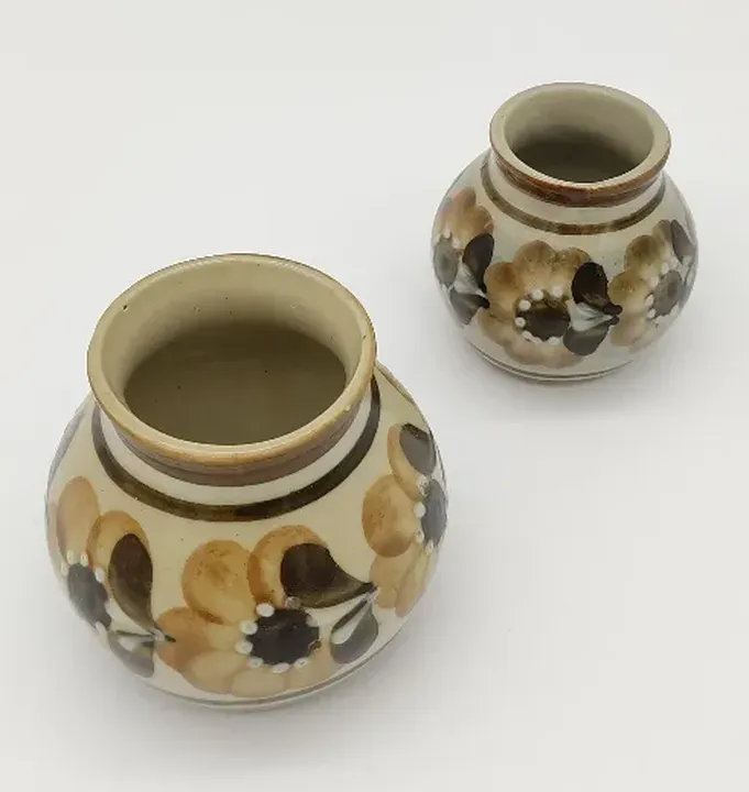 kleine Vasen Set 2tlg. Blumenmuster braun  - Bild 2
