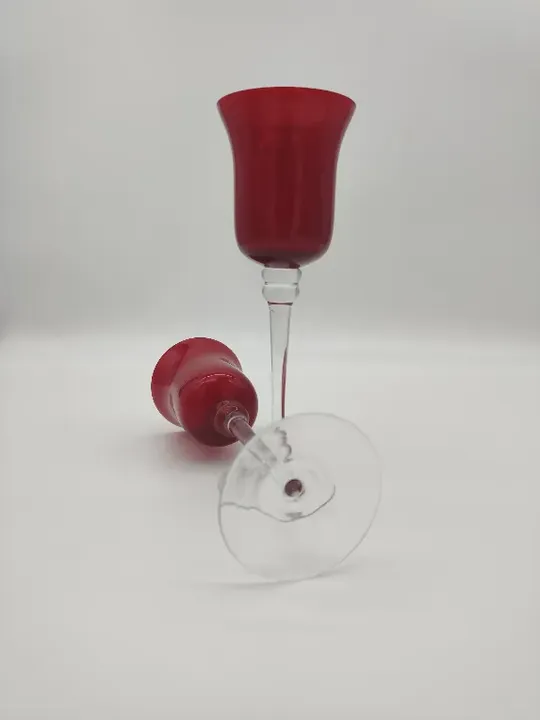 2 Kristall Wein- Wasser- Dekogläser rot beschichtet - Bild 3